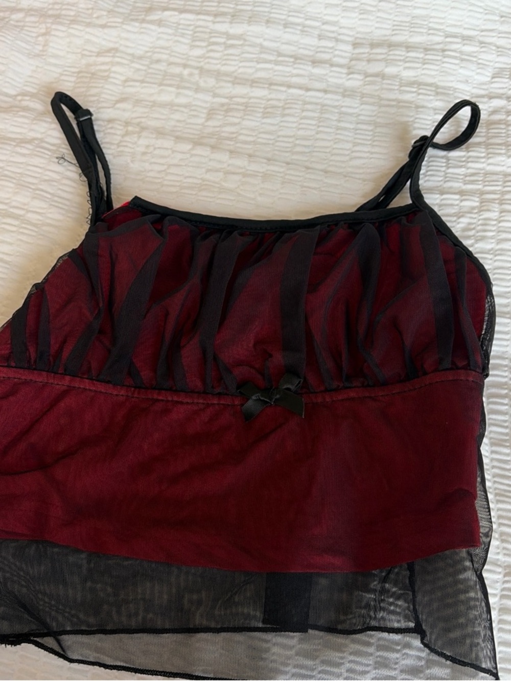 SHEIN Red Blouse with Black Trim